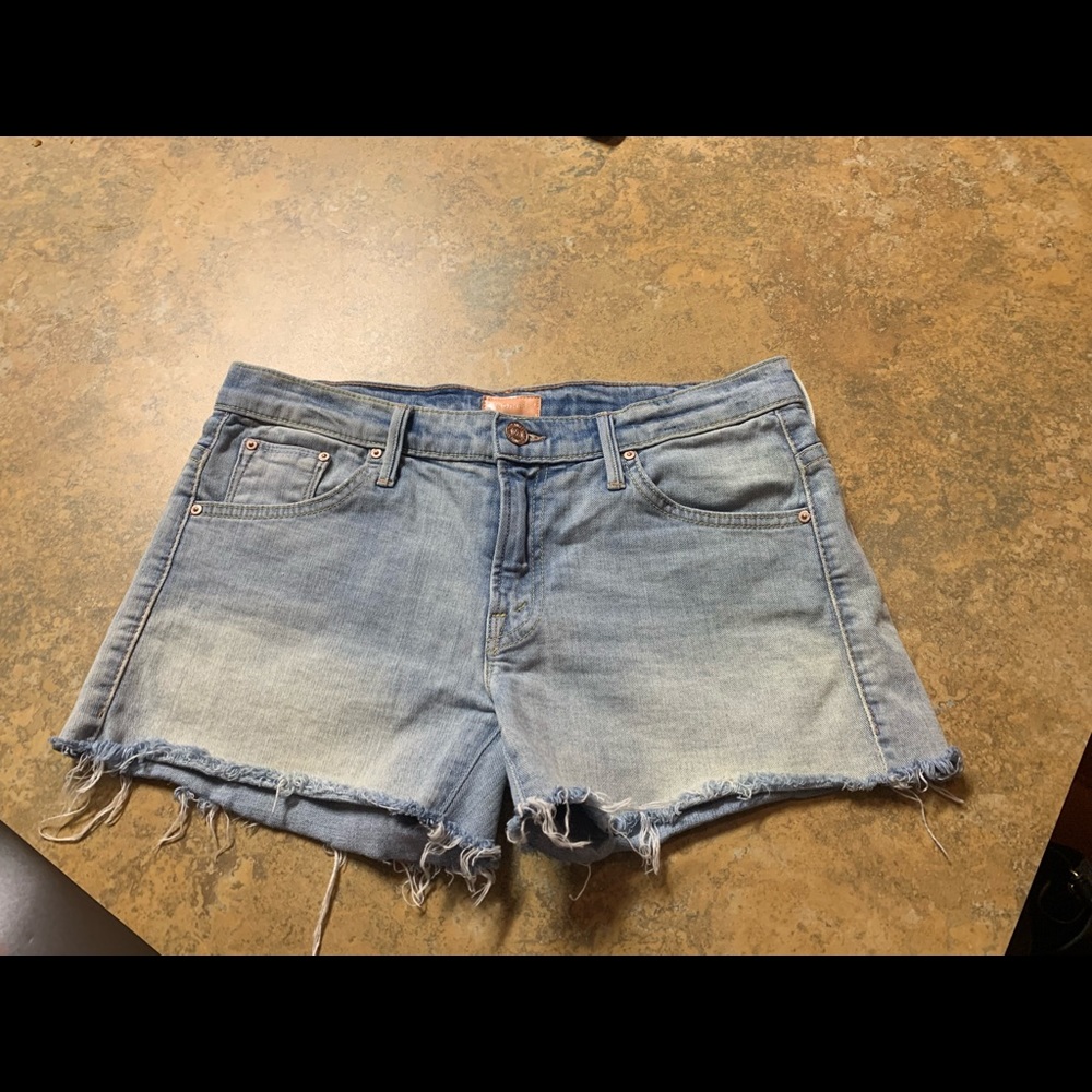 Mother frayed denim cut-off shorts